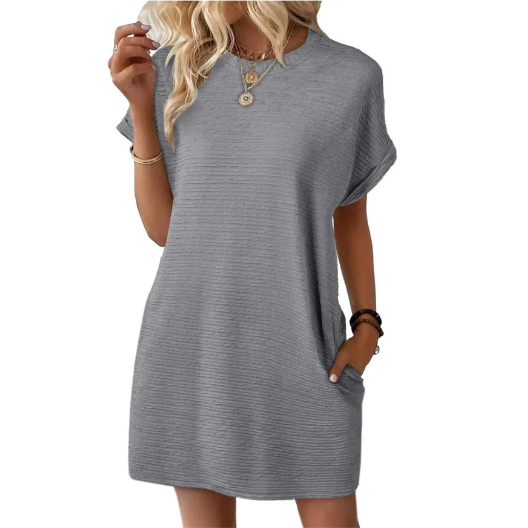 Women's Crew Neck Short Sleeve T-Shirt Mini Dress – Zalumo