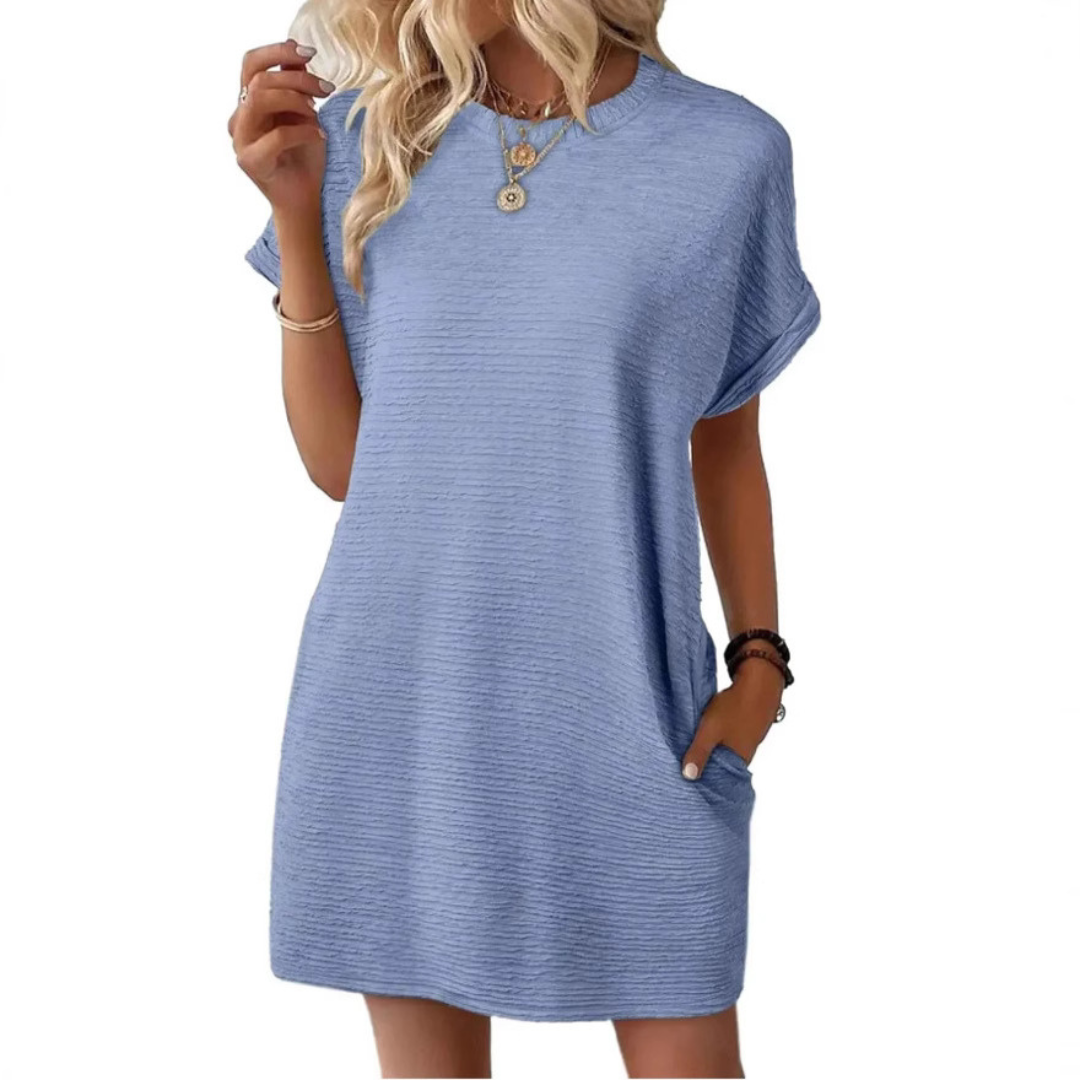 Women's Crew Neck Short Sleeve T-Shirt Mini Dress – Zalumo