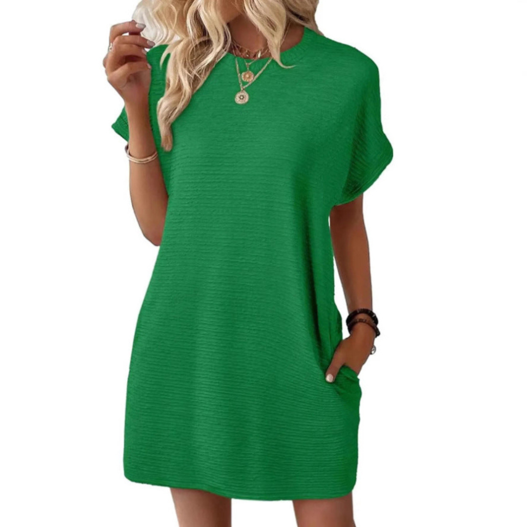 Women's Crew Neck Short Sleeve T-Shirt Mini Dress – Zalumo