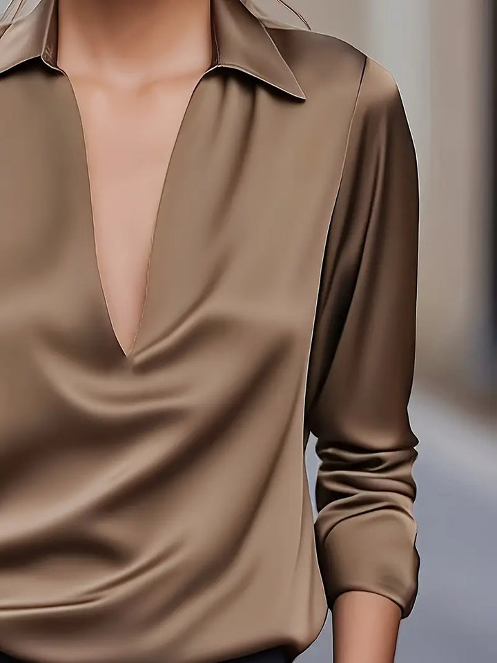 Premium V-Neck Satin Blouse