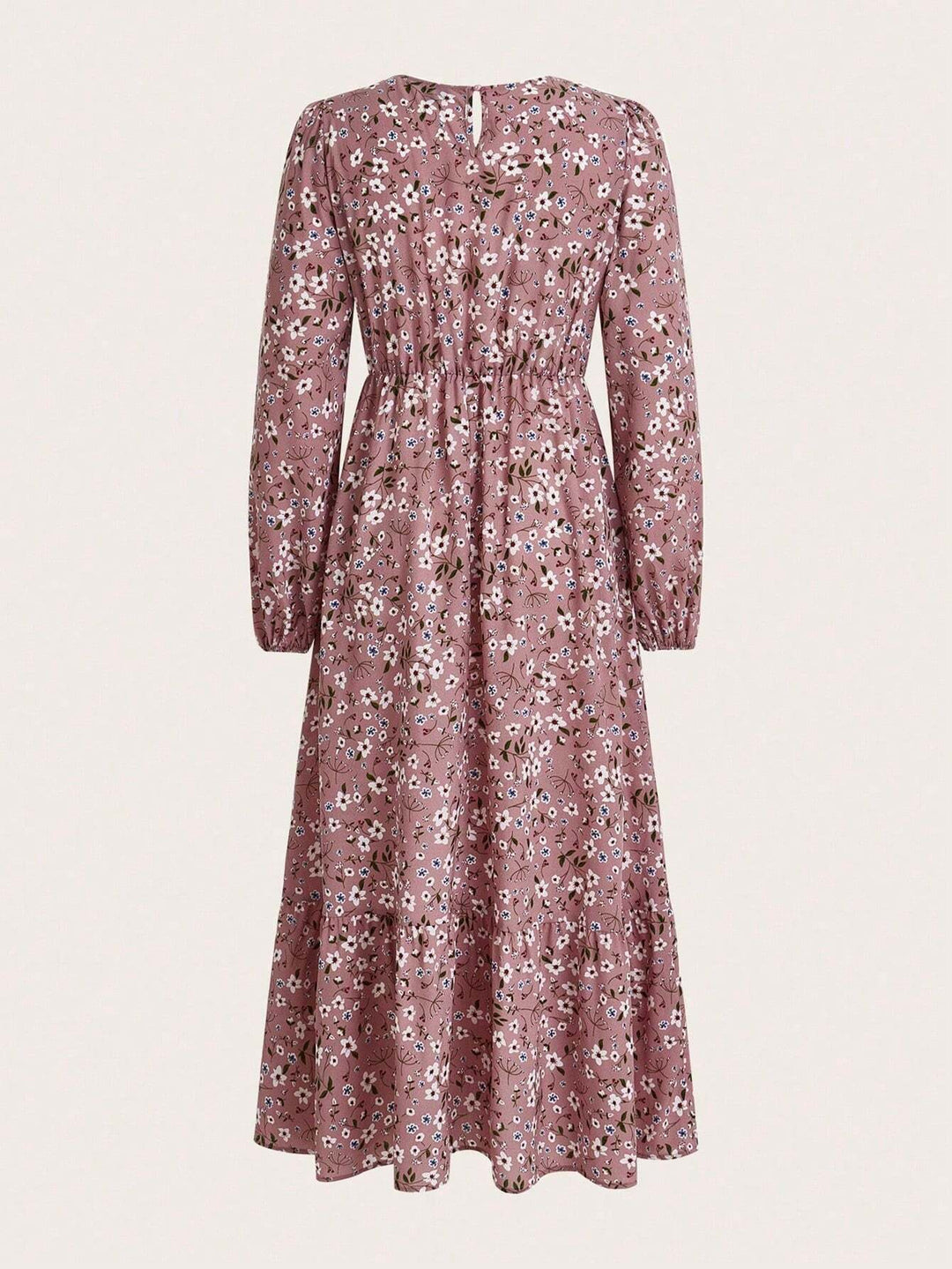 Women's Floral Print Bishop Sleeve Smocked Waist Maxi Dress – Zalumo