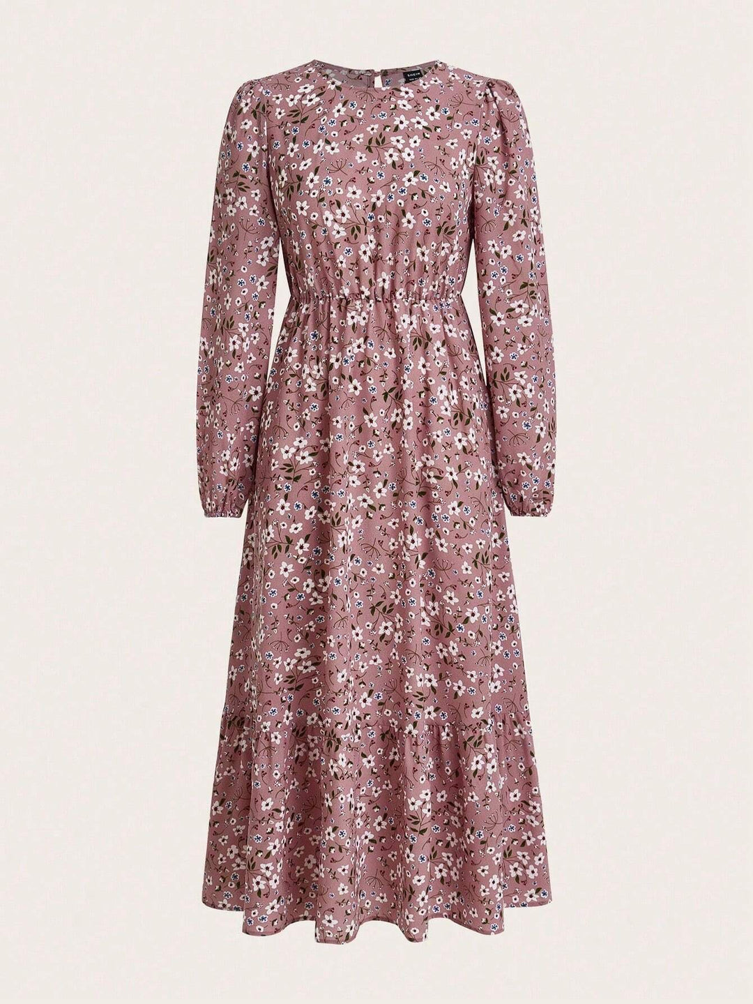 Women's Floral Print Bishop Sleeve Smocked Waist Maxi Dress – Zalumo