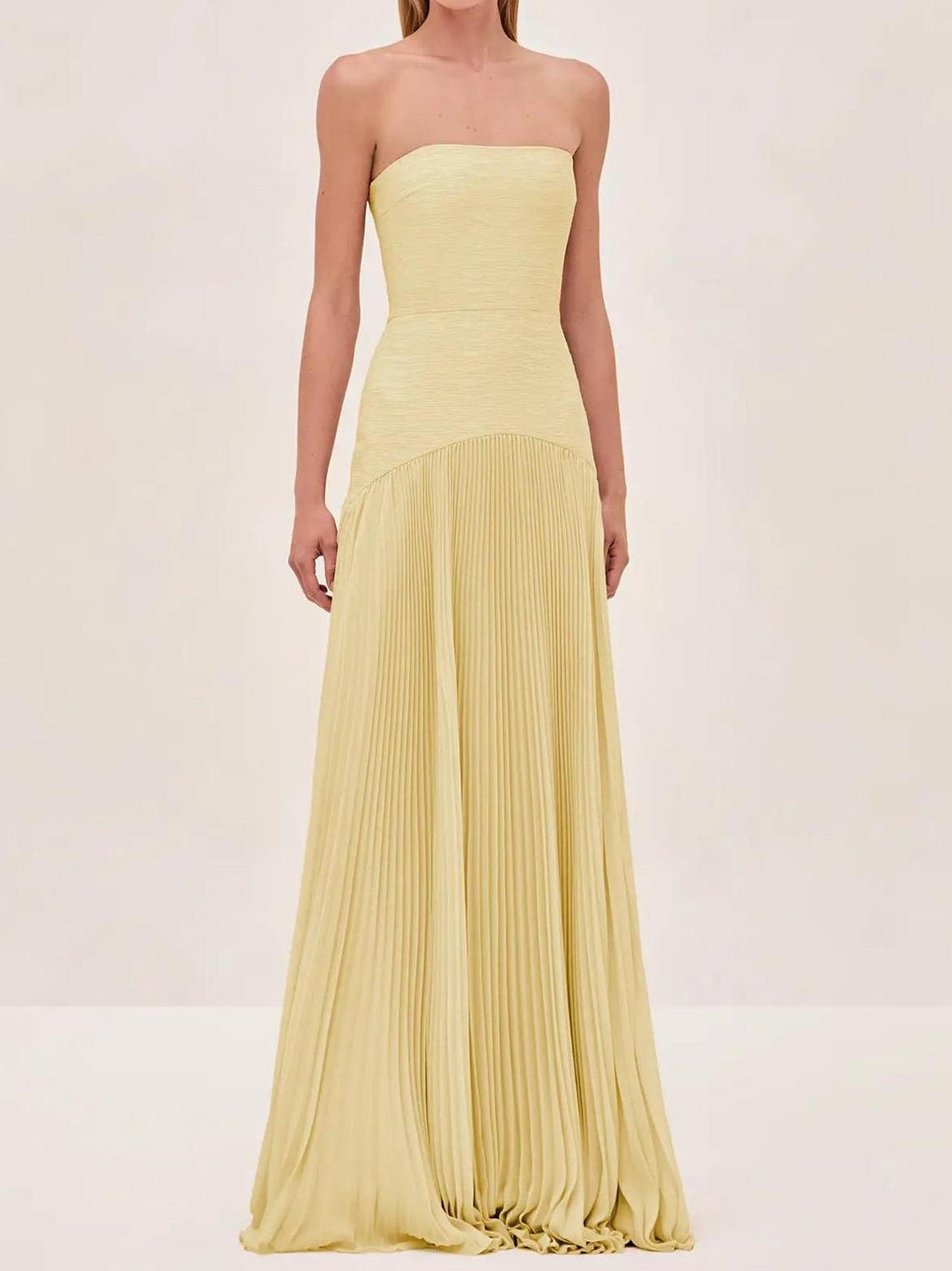 Women's Strapless Pleated Maxi Dress Formal Evening Gown – Zalumo