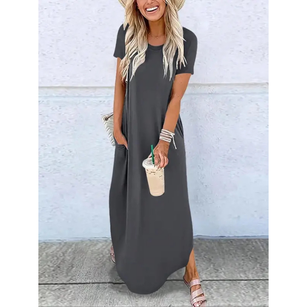 Casual Summer Round Neck Maxi Dress – Zalumo