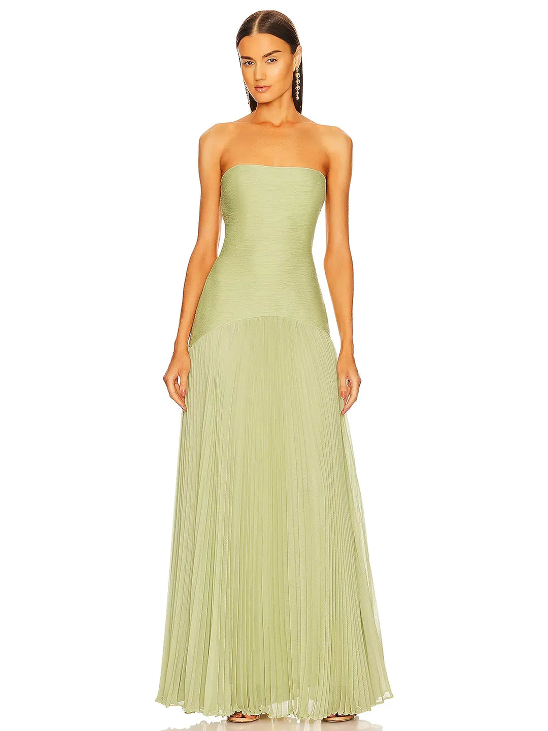 Women's Strapless Pleated Maxi Dress Formal Evening Gown – Zalumo