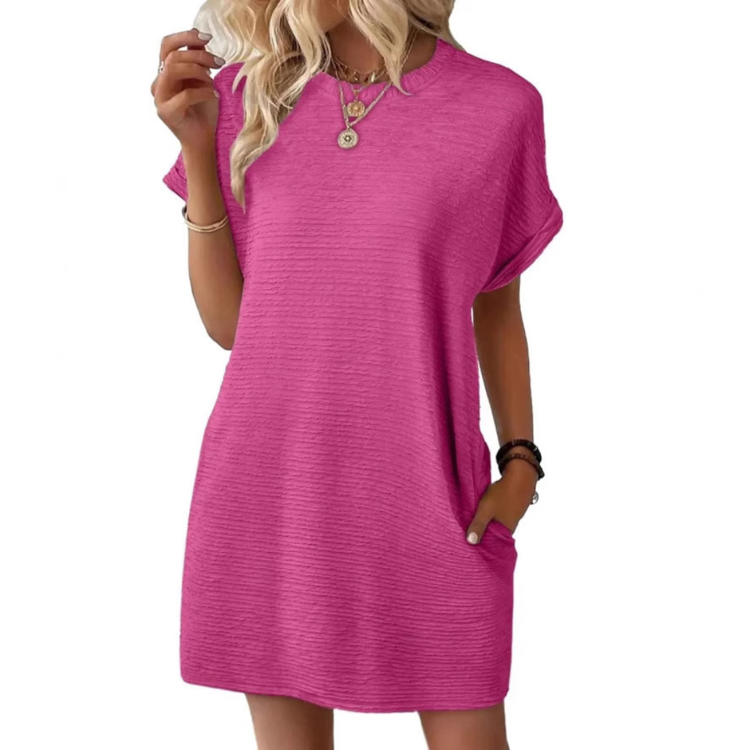 Women's Crew Neck Short Sleeve T-Shirt Mini Dress – Zalumo