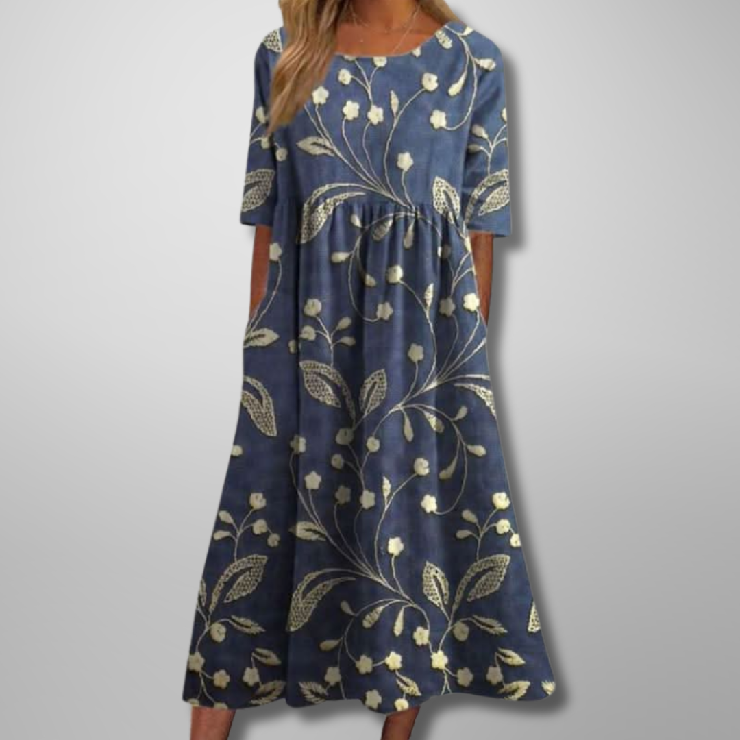 Relaxed Floral Midi Dress – Zalumo