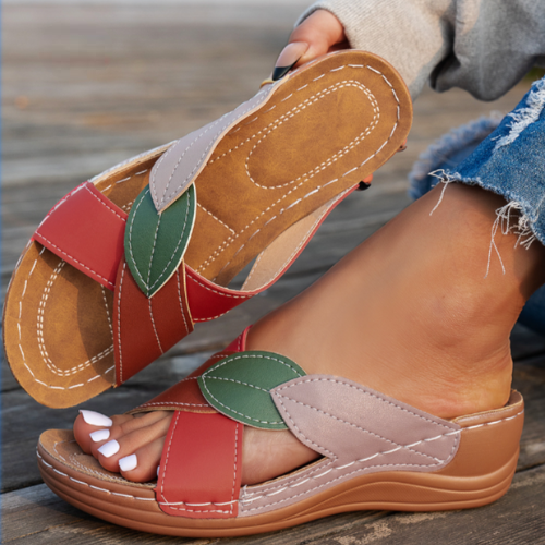 Women's Colorblock Slip-On Wedge Sandals Open Toe – Zalumo