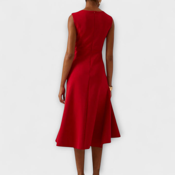 Draped Asymmetric Midi Dress – Zalumo