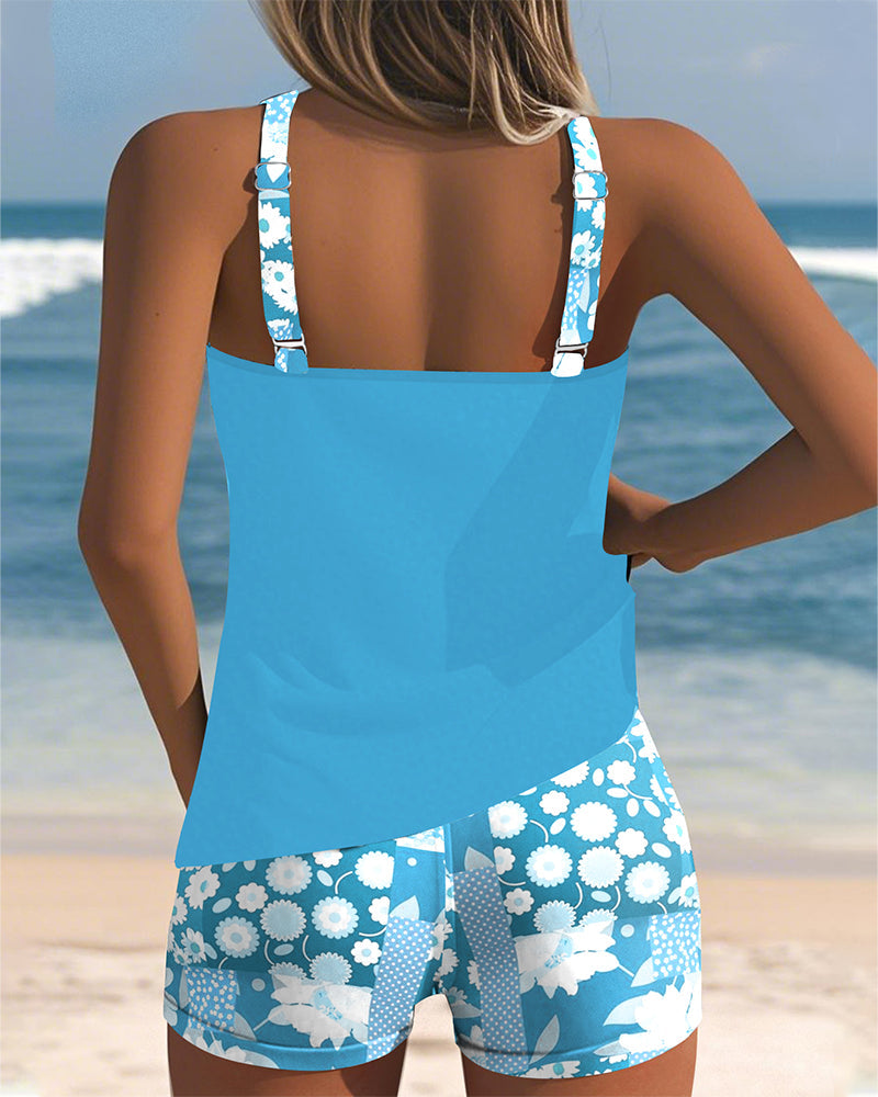 Two-Piece Swimsuit with Comfortable Fit and Floral Beach Style – Zalumo