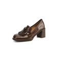 Women's Tassel Loafer Pumps Block Heel Round Toe Heels – Zalumo