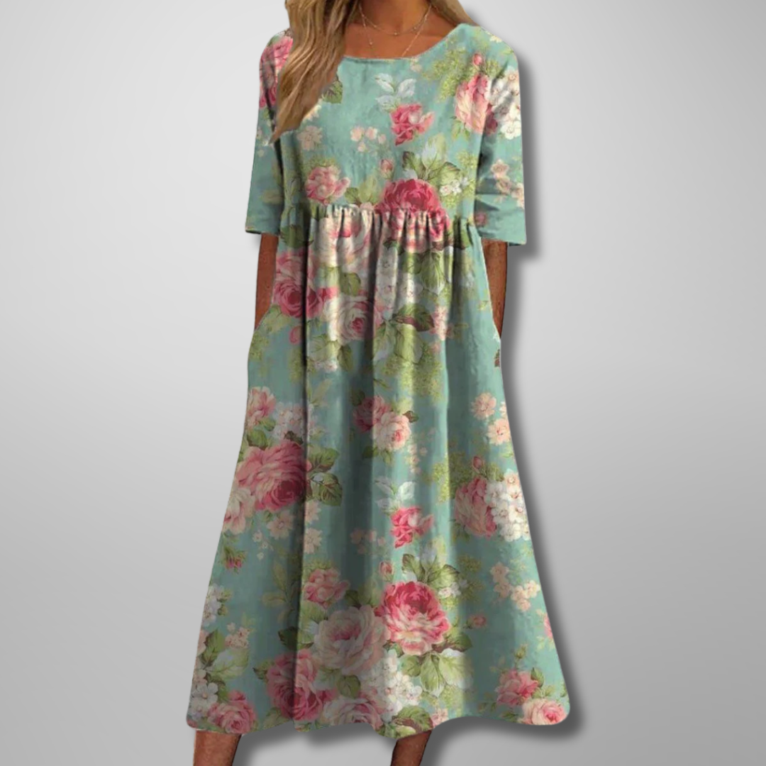 Relaxed Floral Midi Dress – Zalumo