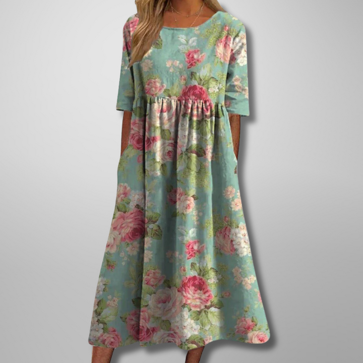 Relaxed Floral Midi Dress – Zalumo