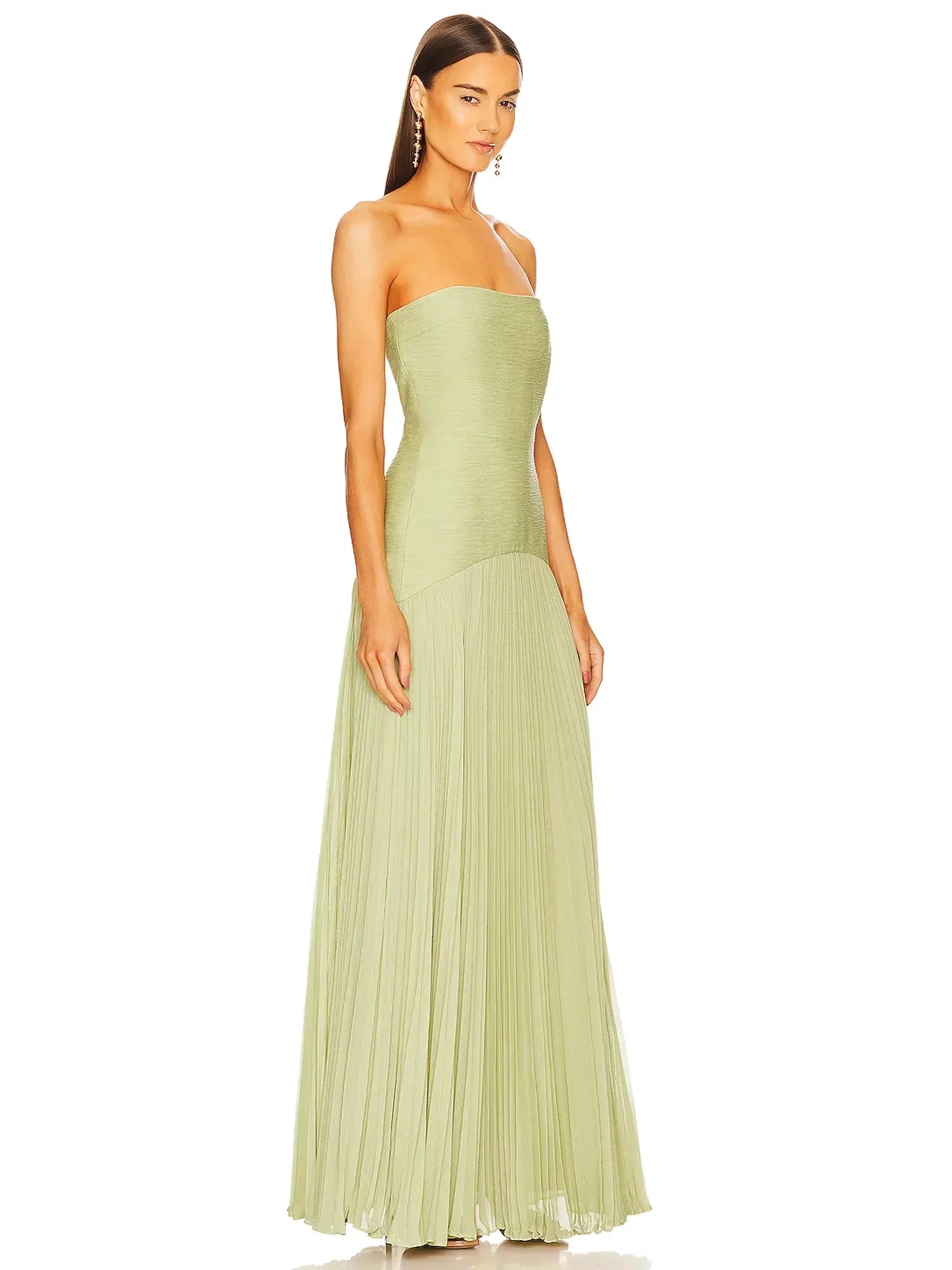 Women's Strapless Pleated Maxi Dress Formal Evening Gown – Zalumo