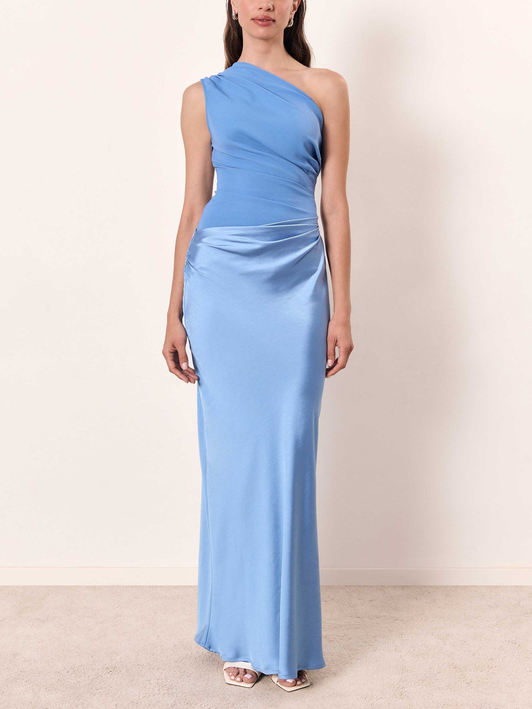 Elegant One Shoulder Neck Pleated Party Maxi Dress – Zalumo