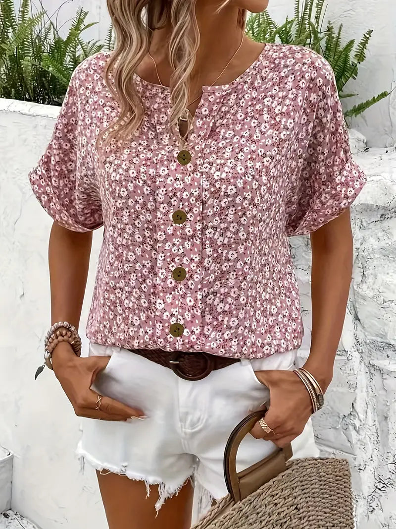 Chic Floral Print Blouse – Zalumo
