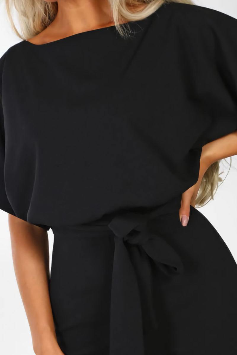 Women's Wide-Leg Belted Jumpsuit with Batwing Sleeves – Zalumo