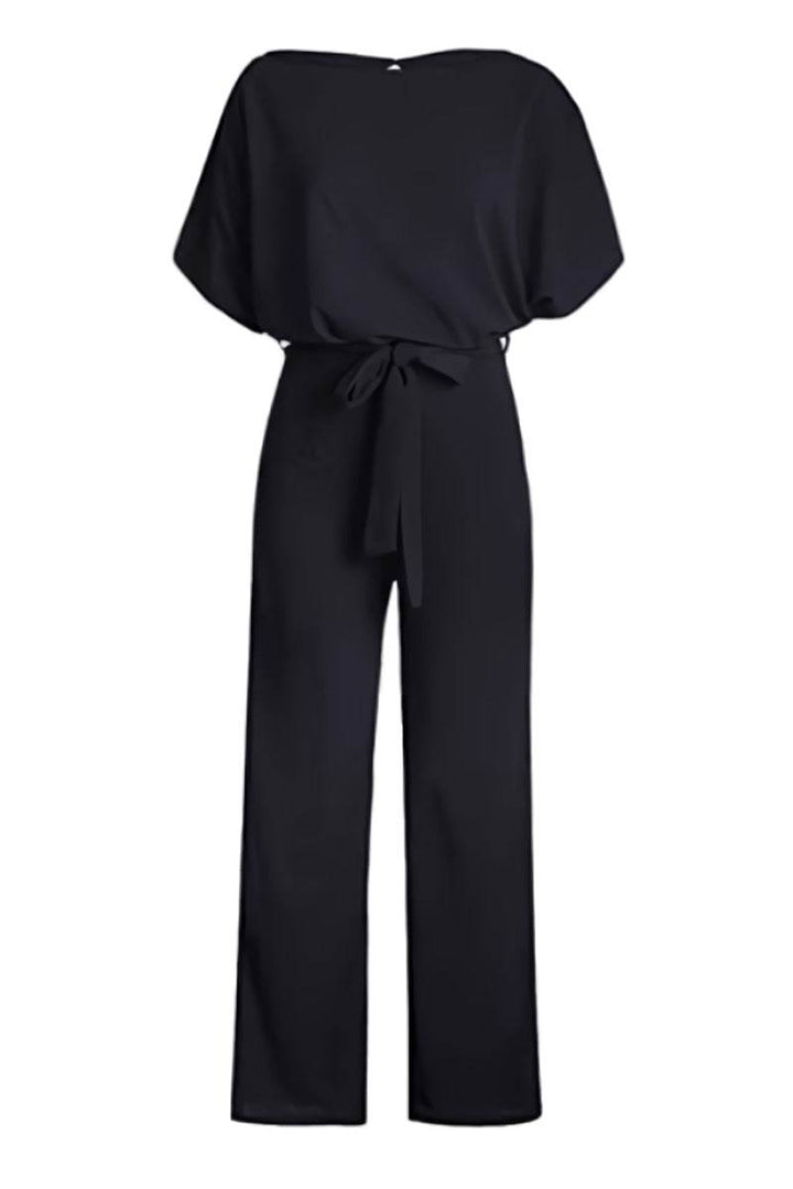 Women's Wide-Leg Belted Jumpsuit with Batwing Sleeves – Zalumo