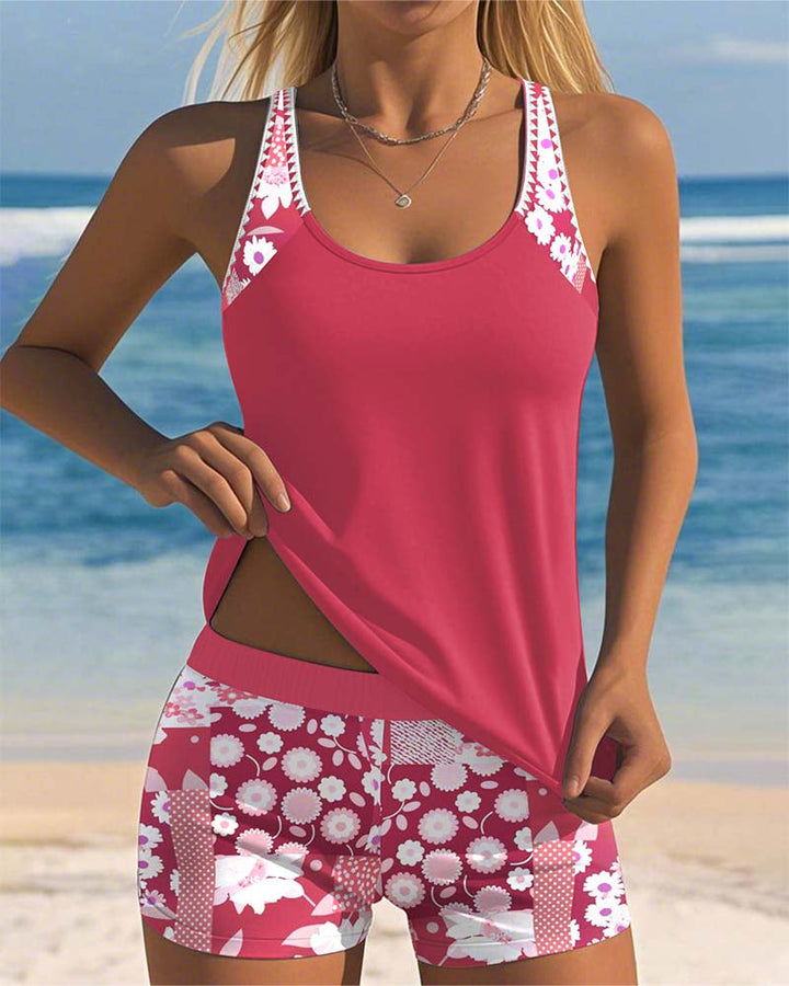 Two-Piece Swimsuit with Comfortable Fit and Floral Beach Style – Zalumo