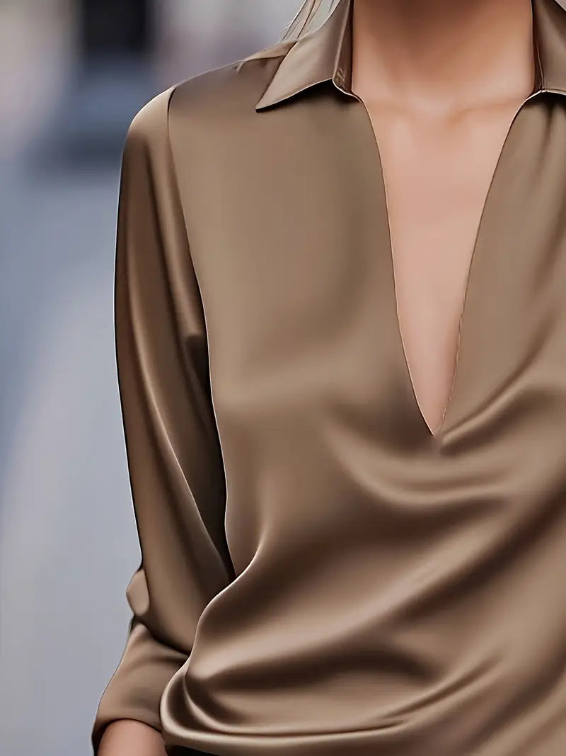 Premium V-Neck Satin Blouse