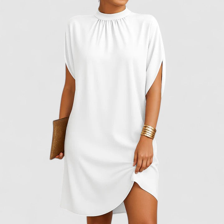 Women's Mock Neck Batwing Split Sleeve Midi Dress – Zalumo