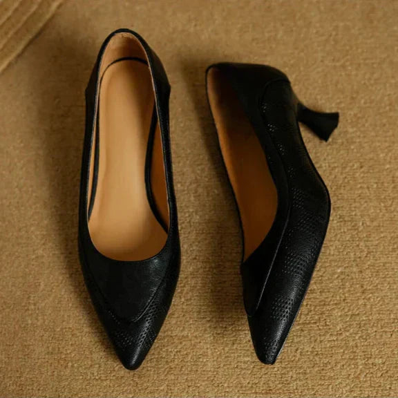 Women's Pointed Toe Kitten Heel Pumps Slip On Mid Heel – Zalumo