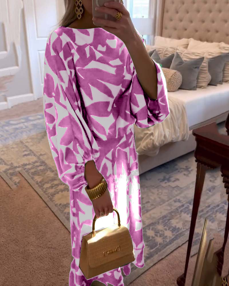 Two-Piece Printed Set with Lantern Sleeves – Zalumo
