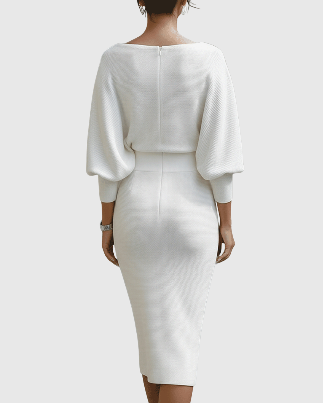 Women's Cowl Neck Batwing Sleeve Ribbed Midi Dress – Zalumo