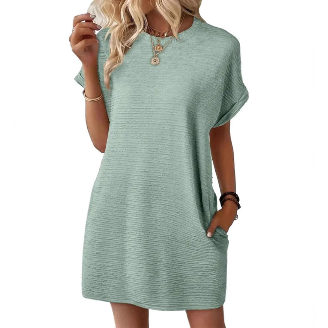 Women's Crew Neck Short Sleeve T-Shirt Mini Dress – Zalumo