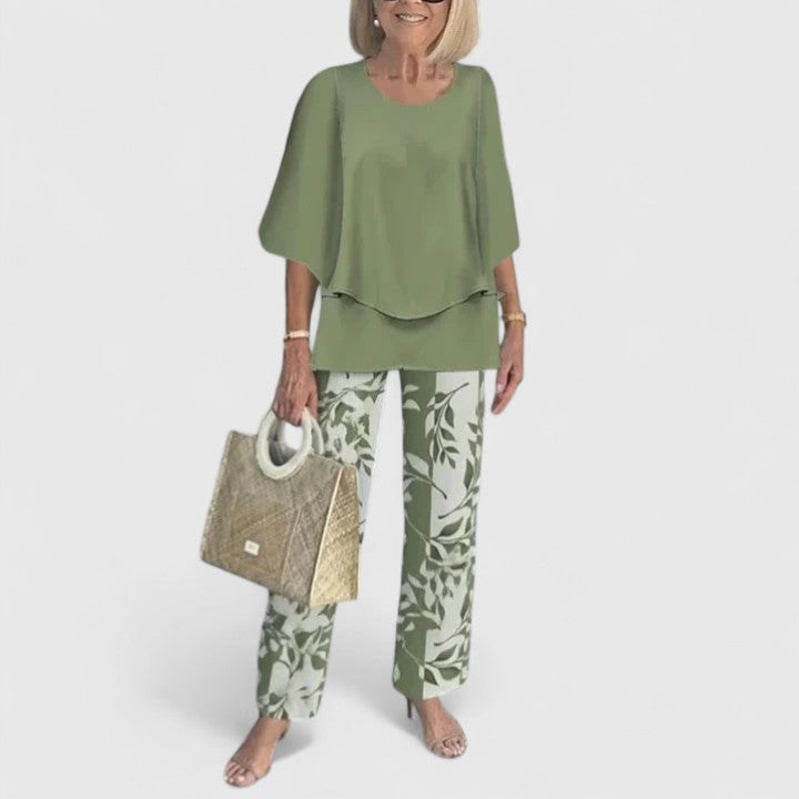 Women's Casual Floral Print Top and Wide-Leg Pants Set – Zalumo