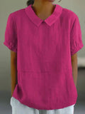 Women's Peter Pan Collar Short Sleeve Casual Top – Zalumo