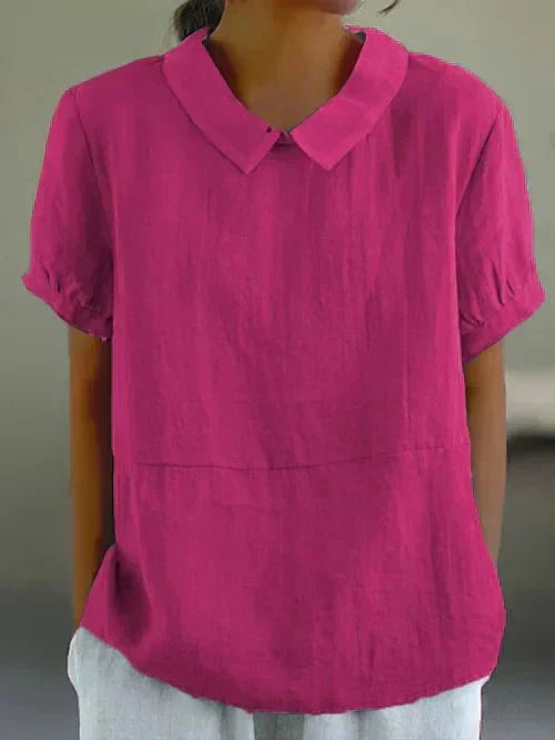 Women's Peter Pan Collar Short Sleeve Casual Top – Zalumo