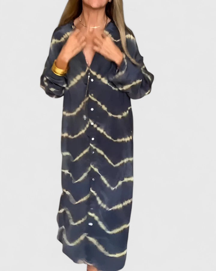 Women's Tie-Dye Print Button-Down Midi Shirt Dress – Zalumo