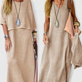 Women's Two-Piece Set Maxi Dress & Short Sleeve Top – Zalumo