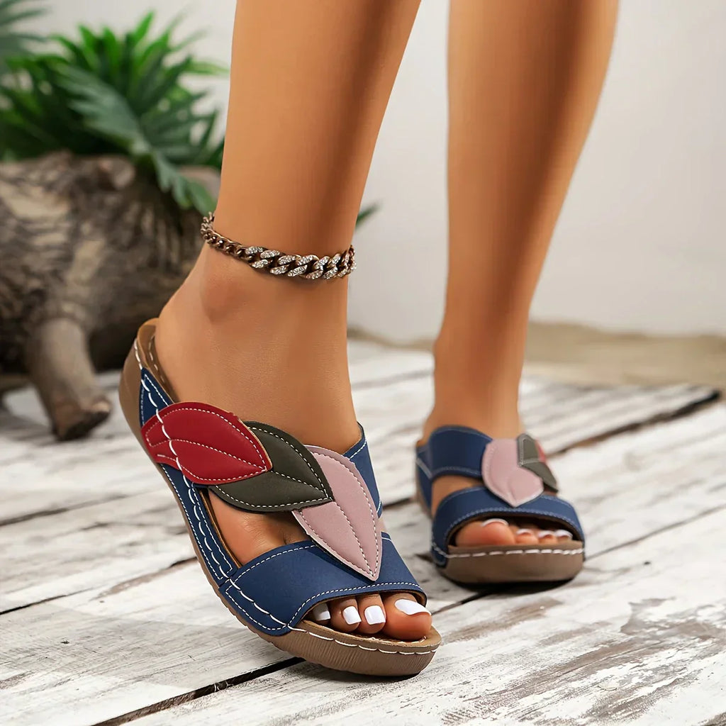 Women's Colorblock Slip-On Wedge Sandals Open Toe – Zalumo