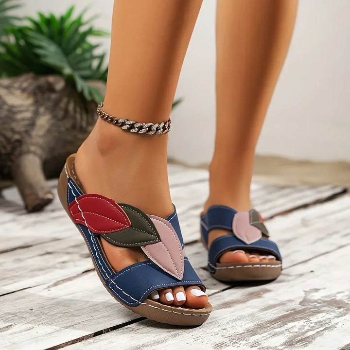 Women's Colorblock Slip-On Wedge Sandals Open Toe – Zalumo