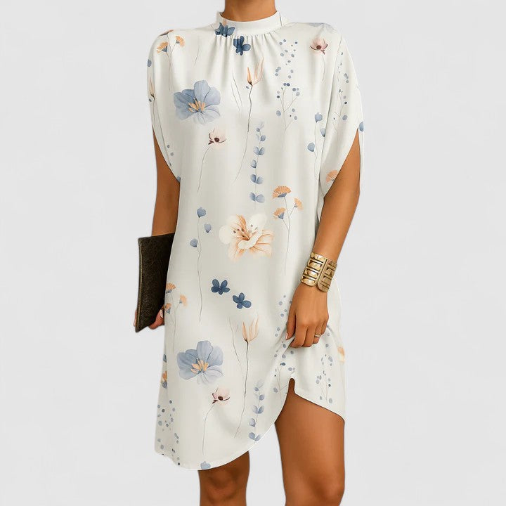 Women's Mock Neck Batwing Split Sleeve Midi Dress – Zalumo