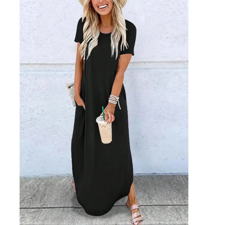 Casual Summer Round Neck Maxi Dress – Zalumo