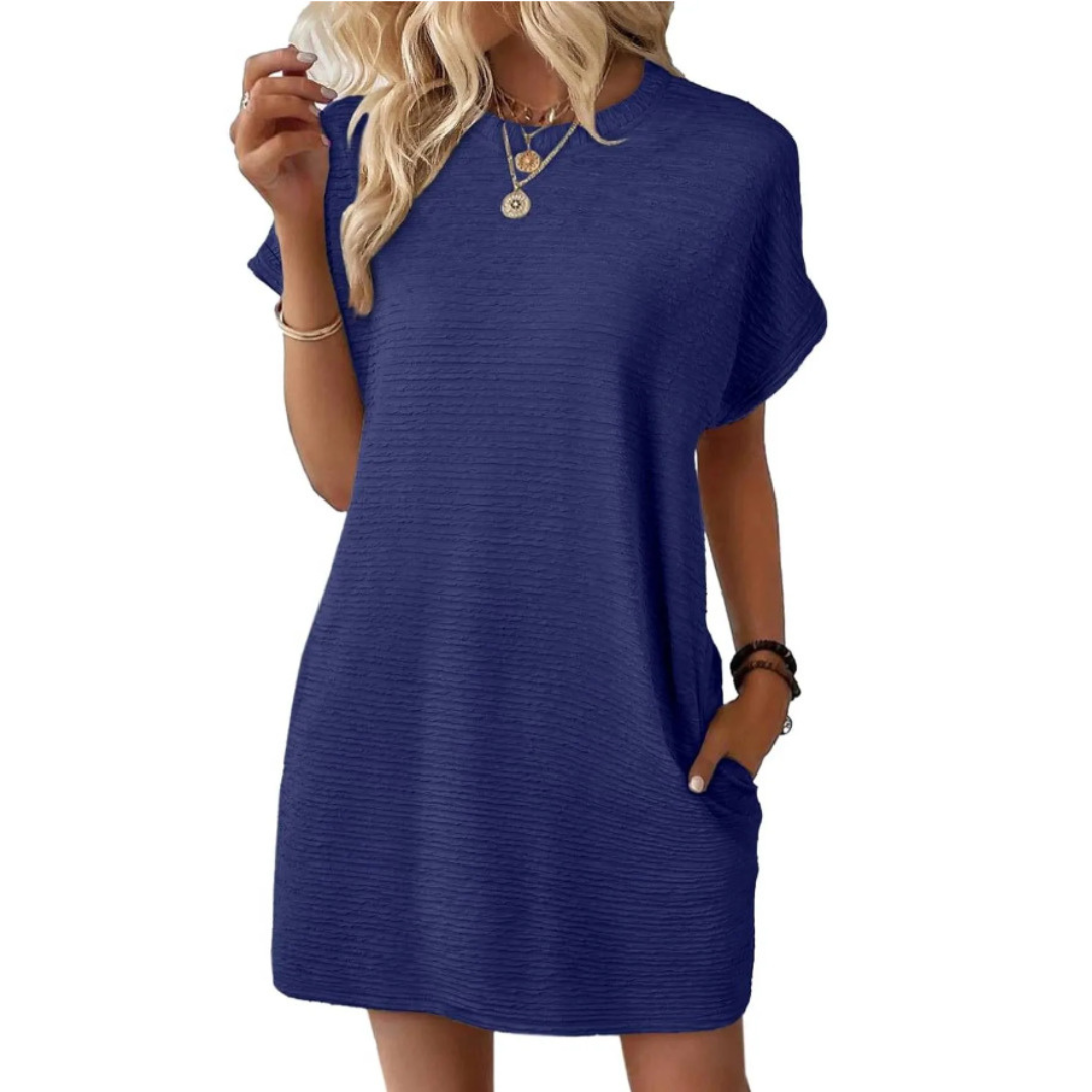 Women's Crew Neck Short Sleeve T-Shirt Mini Dress – Zalumo