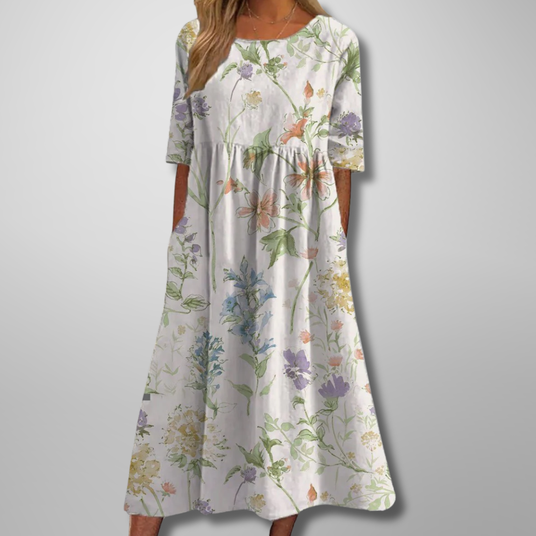 Relaxed Floral Midi Dress – Zalumo