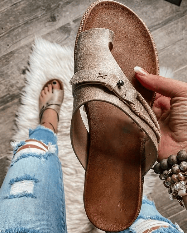 Women's Flat Toe Ring Sandals Slip-On Boho Summer Slides – Zalumo