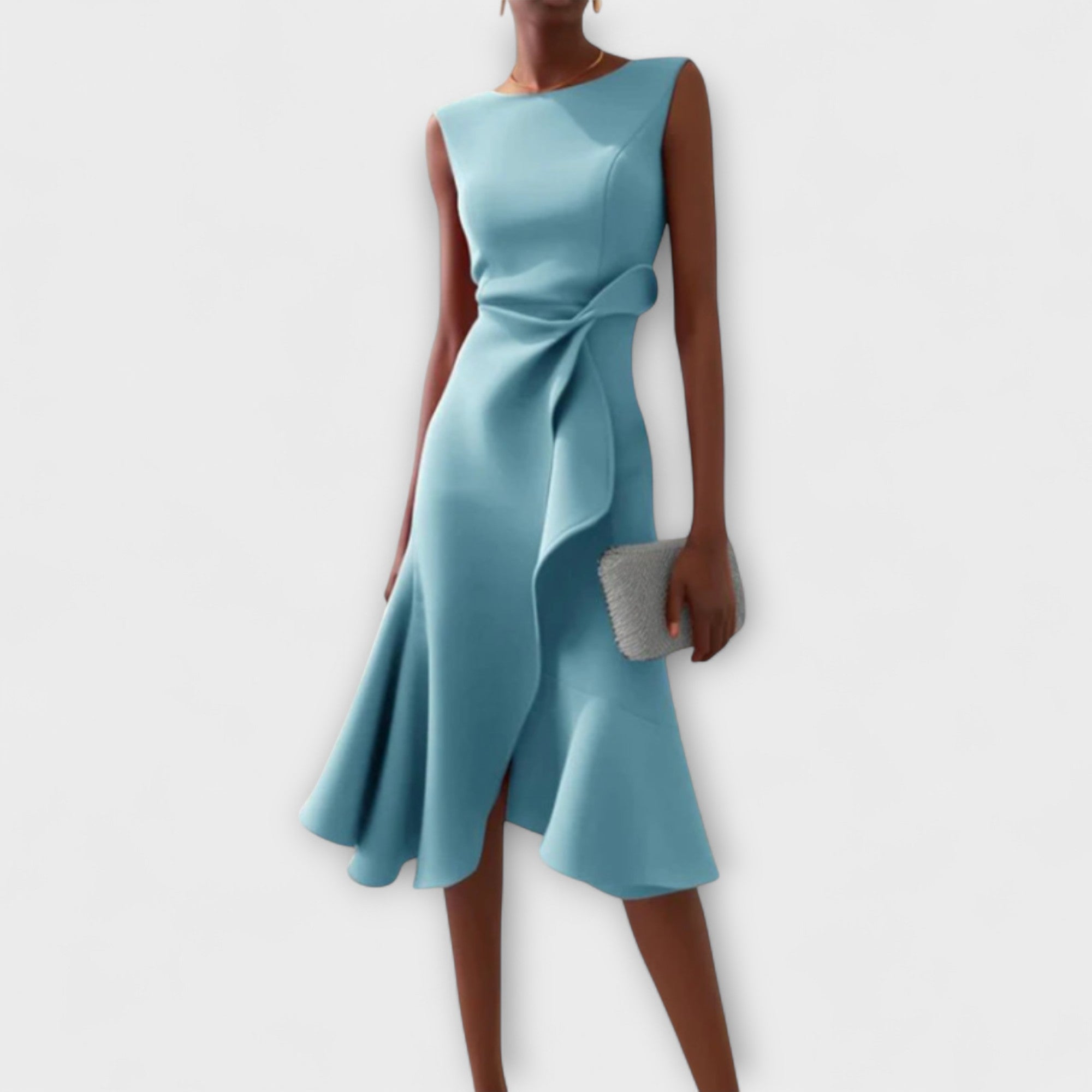 Draped Asymmetric Midi Dress – Zalumo