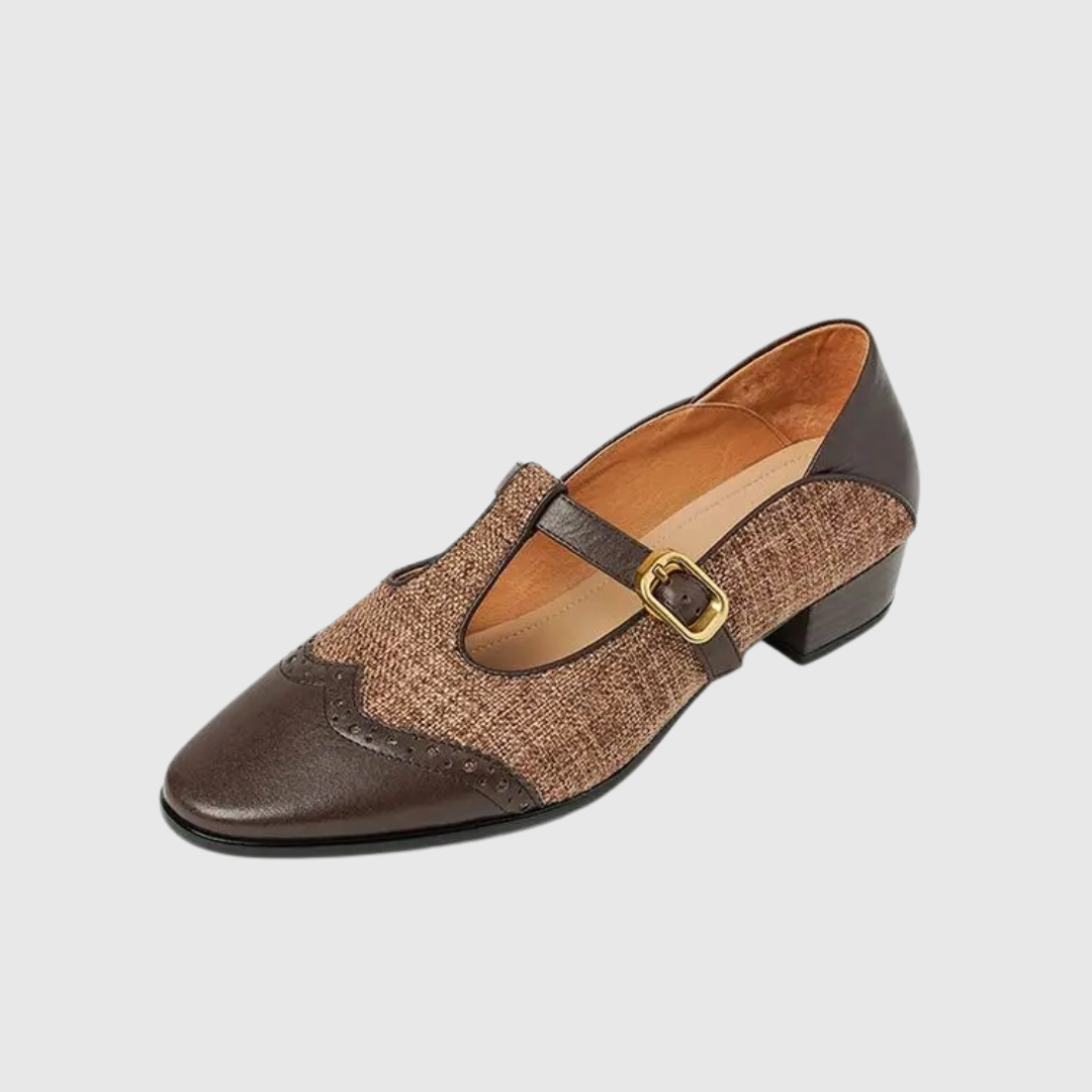 Women's Two-Tone T-Strap Mary Jane Shoes Vintage Low Heel – Zalumo