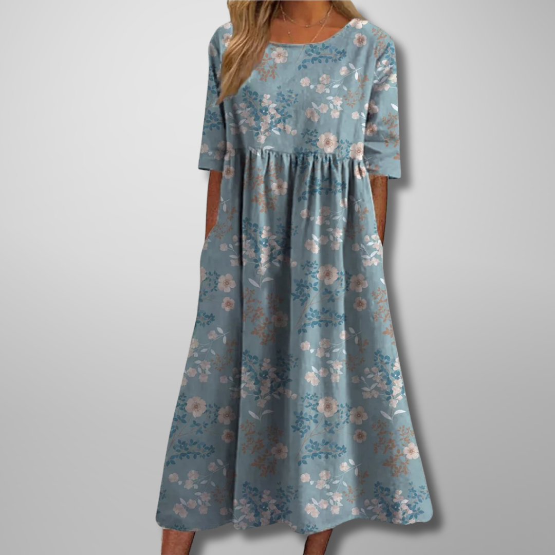 Relaxed Floral Midi Dress – Zalumo