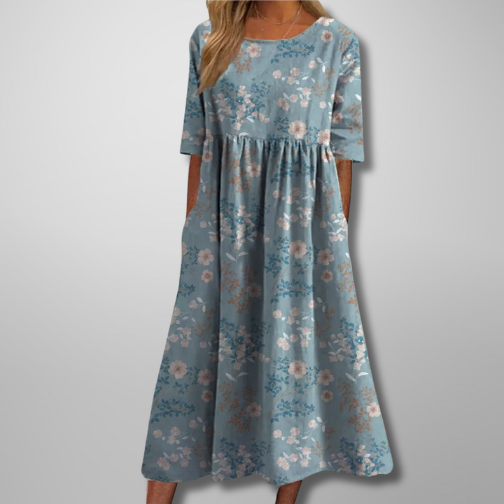 Relaxed Floral Midi Dress – Zalumo