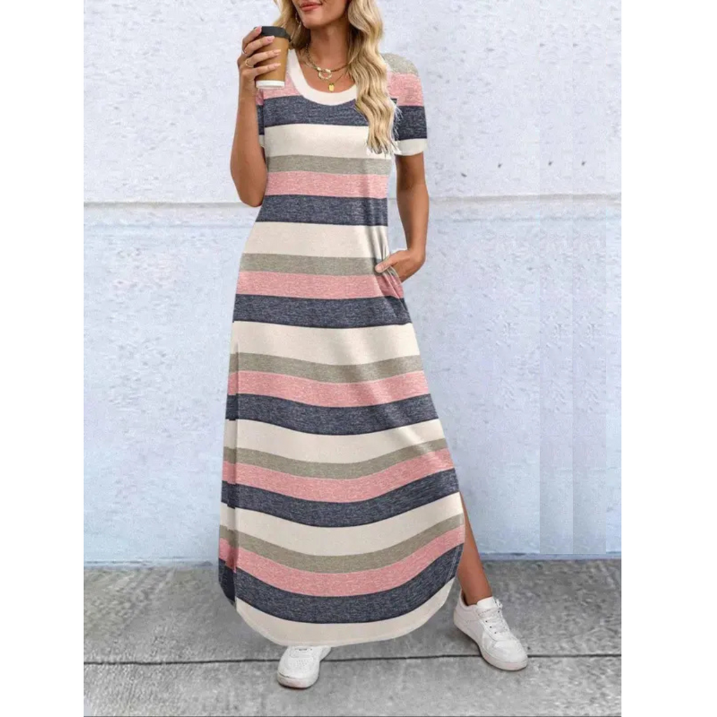 Casual Summer Round Neck Maxi Dress – Zalumo