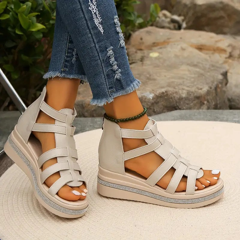 Comfort Sandals with Rhinestone Decoration – Zalumo