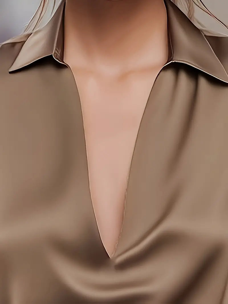 Premium V-Neck Satin Blouse