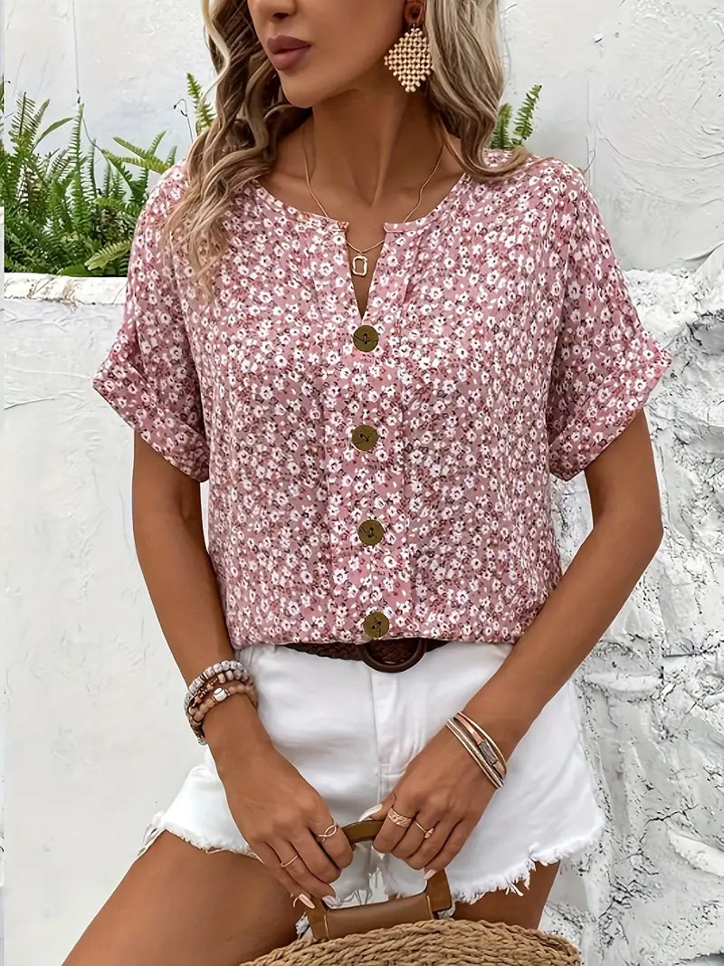 Chic Floral Print Blouse – Zalumo