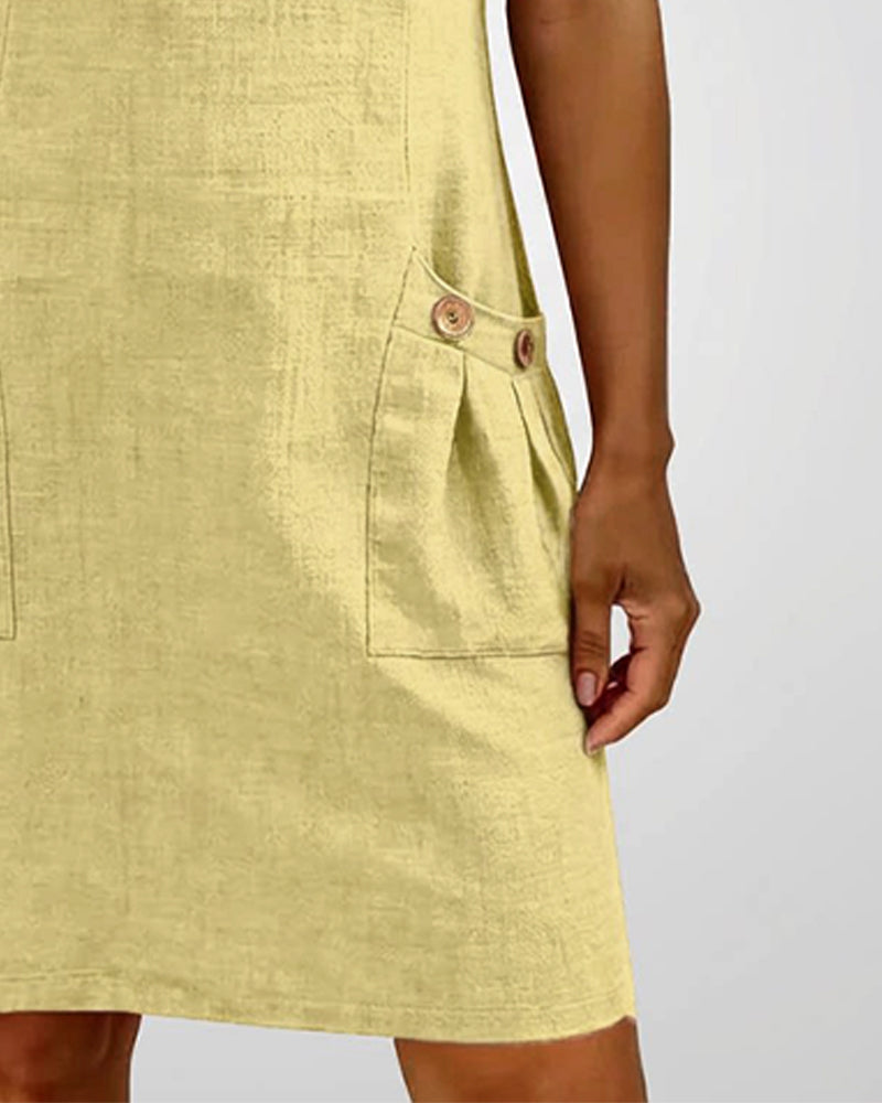 Women's Shift Dress Short Sleeve Zip Neck with Pockets – Zalumo